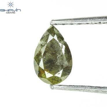 0.59 CT Pear Shape Natural Diamond Green Color I3 Clarity (6.70 MM)