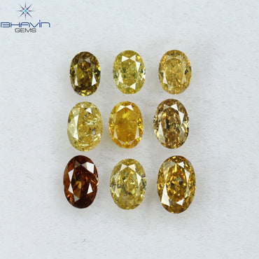 1.31 CT/9 Pcs Oval Shape Natural Diamond Mix Color SI Clarity (3.45 MM)
