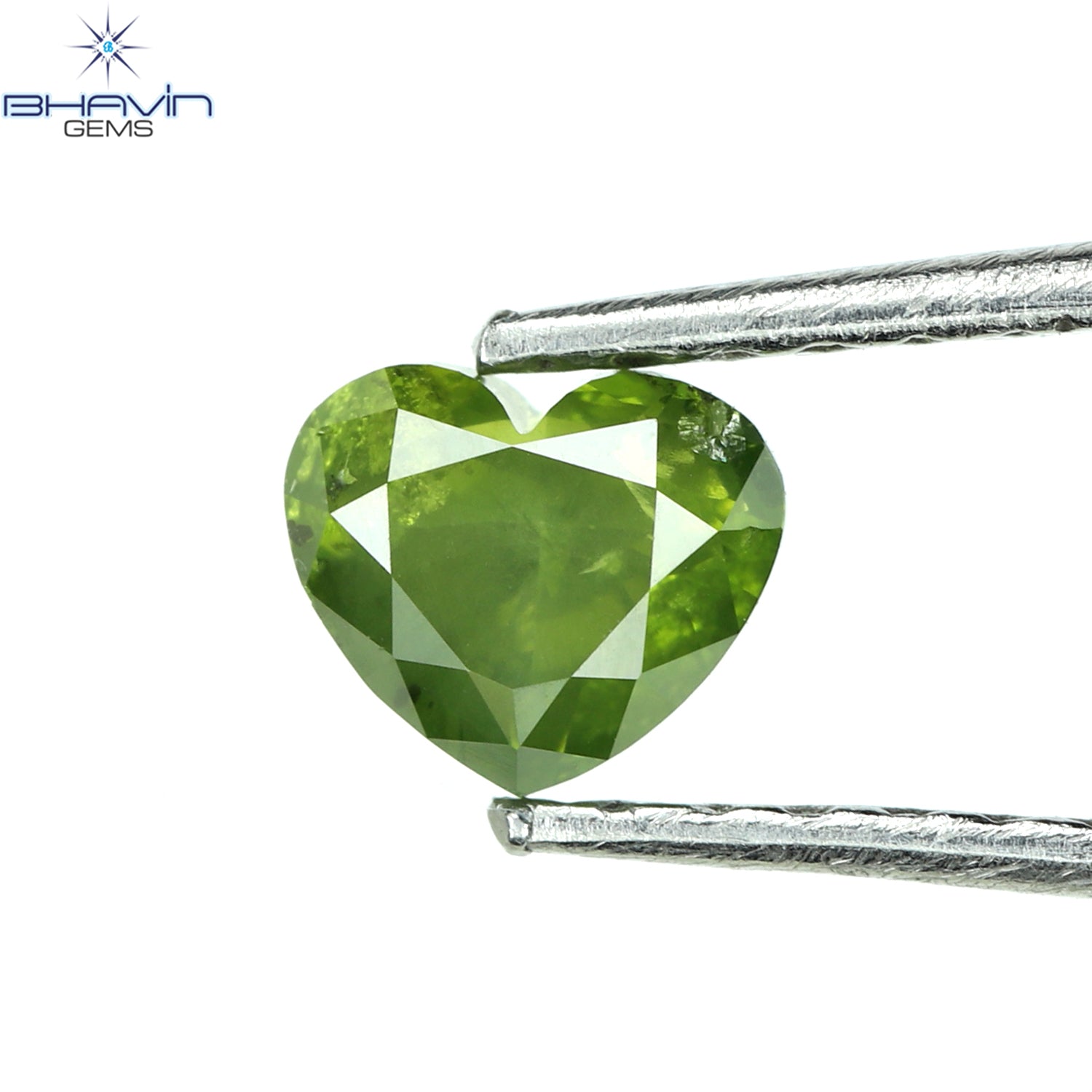 0.39 CT Heart Shape Natural Diamond Green Color I1 Clarity (4.70 MM)