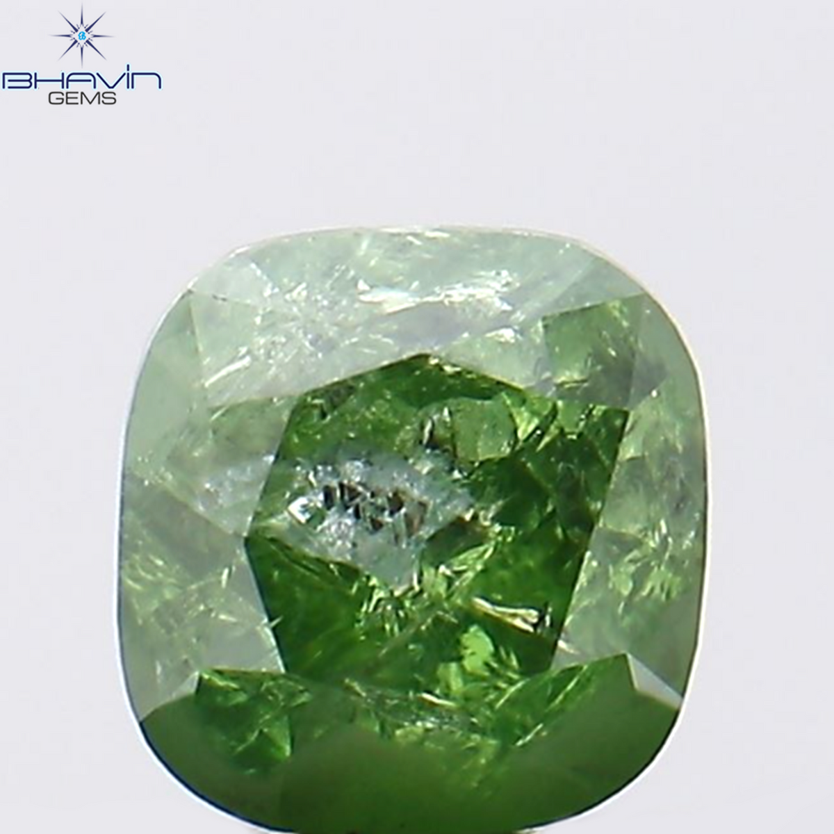 0.31 CT Natural Cushion Diamond Enhanced Green Color Clarity I3 (3.70 MM)