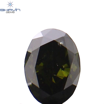 0.51 CT オーバル シェイプ ナチュラル ダイヤモンド グリーン カラー SI1 クラリティ (6.05 MM)