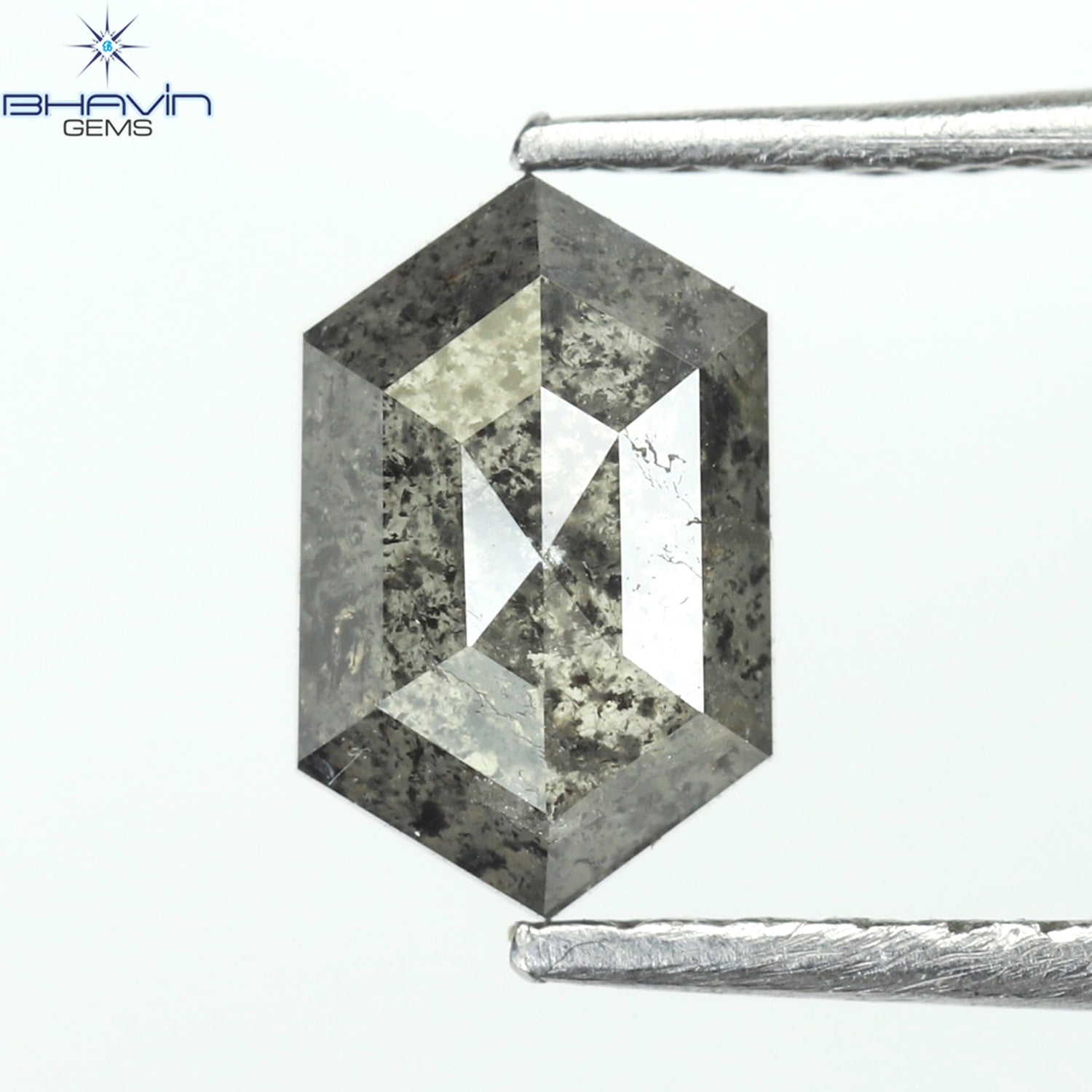 0.80 CT 六角形 ナチュラル ルース ダイヤモンド ソルト アンド ペッパー カラー I3 クラリティ (7.10 MM)