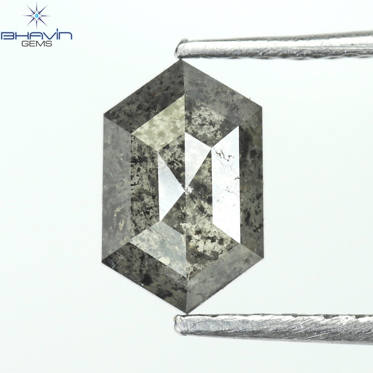 0.80 CT Natural Hexagon Diamond Salt And Pepper Color Clarity I3 (7.10 MM)