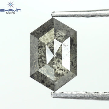 0.80 CT Natural Hexagon Diamond Salt And Pepper Color Clarity I3 (7.10 MM)