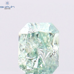 0.16 CT Radiant Shape Natural Diamond Blueish Green Color I1 Clarity (3.48 MM)