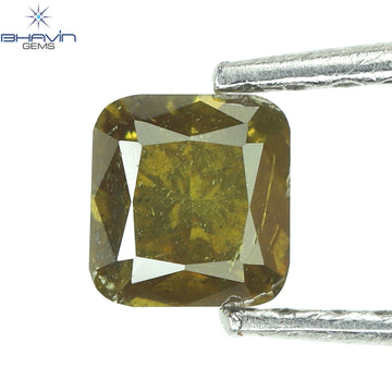 0.29 CT Natural Cushion Diamond Enhanced Green Yellow Color Clarity I1 (3.84 MM)