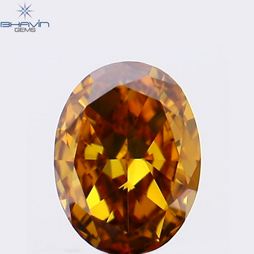 0.20 CT Natural Oval Diamond Enhanced Champagne Color Clarity VS1 (4.17 MM)