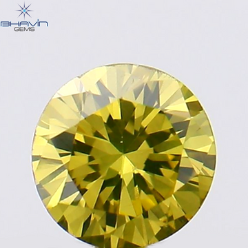 0.12 CT Natural Round Diamond Enhanced Green Yellow Color Clarity VS2 (3.23 MM)