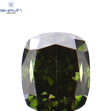 0.27 CT Natural Cushion Diamond Enhanced Green Color Clarity VS1 (3.77 MM)