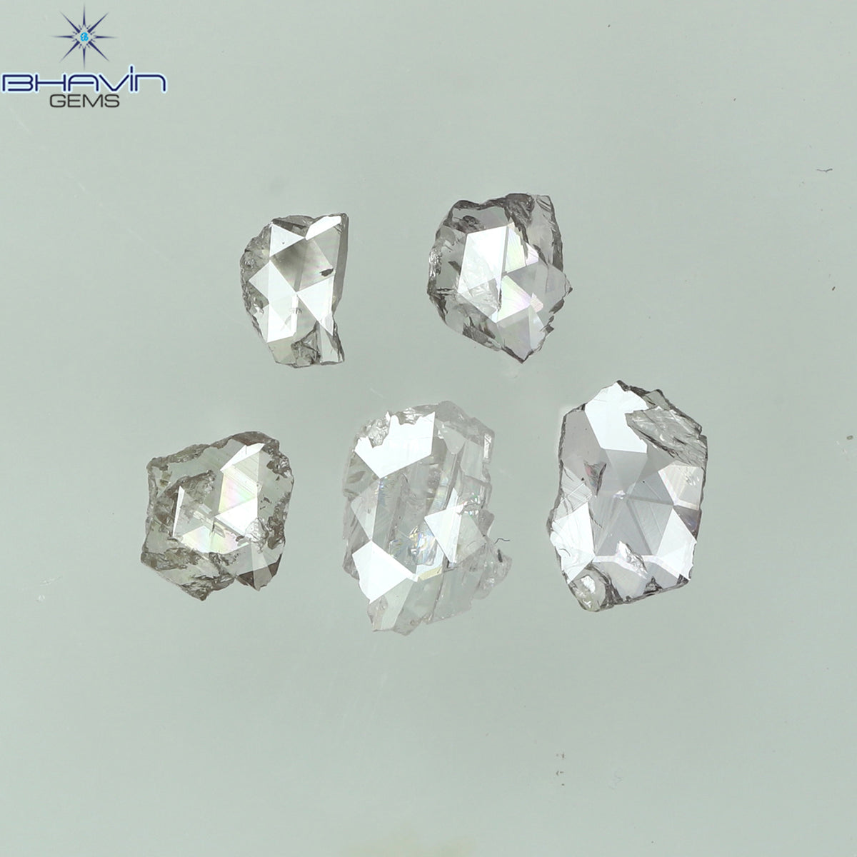 0.39 CT/5 ピース ローズカット ポルキ シェイプ ナチュラル ダイヤモンド ピンク カラー I2 クラリティ (4.84 MM)