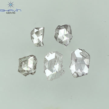 0.39 CT/5 ピース ローズカット ポルキ シェイプ ナチュラル ダイヤモンド ピンク カラー I2 クラリティ (4.84 MM)