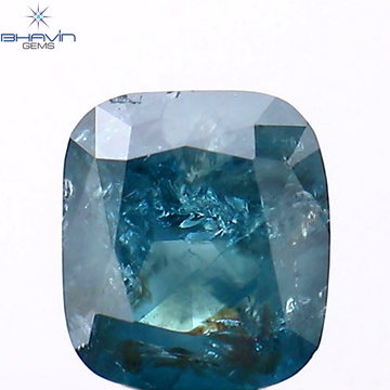 0.40 CT Natural Cushion Diamond Enhanced Blue Color Clarity I3 (4.18 MM)