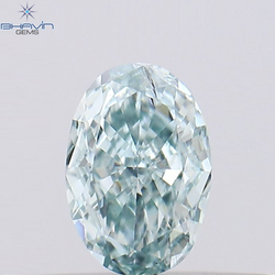 0.37 CT Oval Shape Natural Diamond Greenish Blue Color SI1 Clarity (5.36 MM)