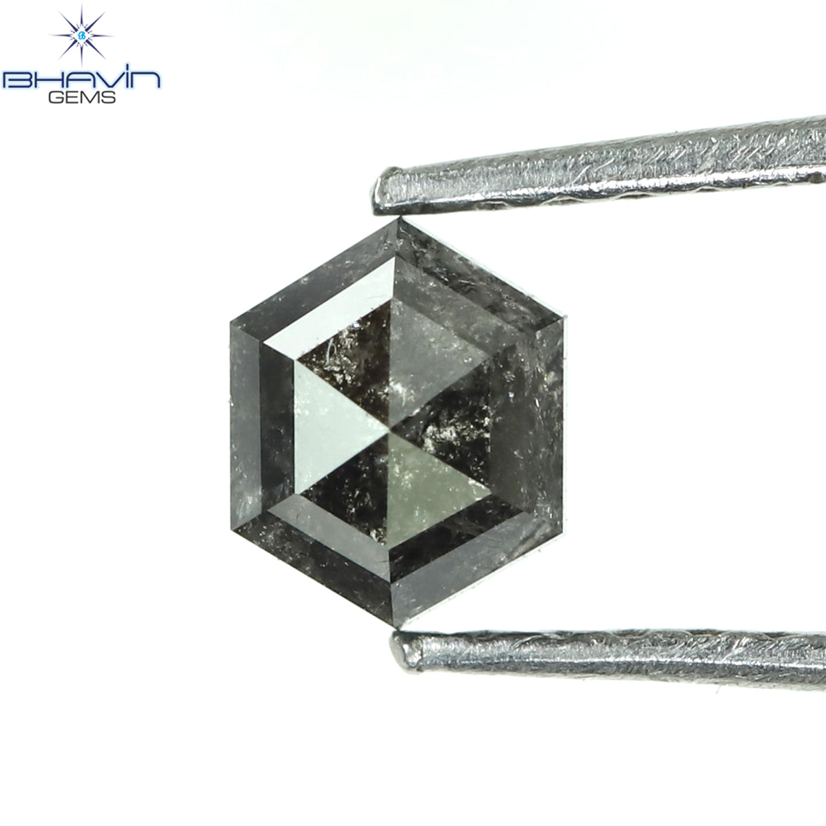 0.62 CT Natural Hexagon Diamond Salt And Pepper Color Clarity I3 (5.09 MM)