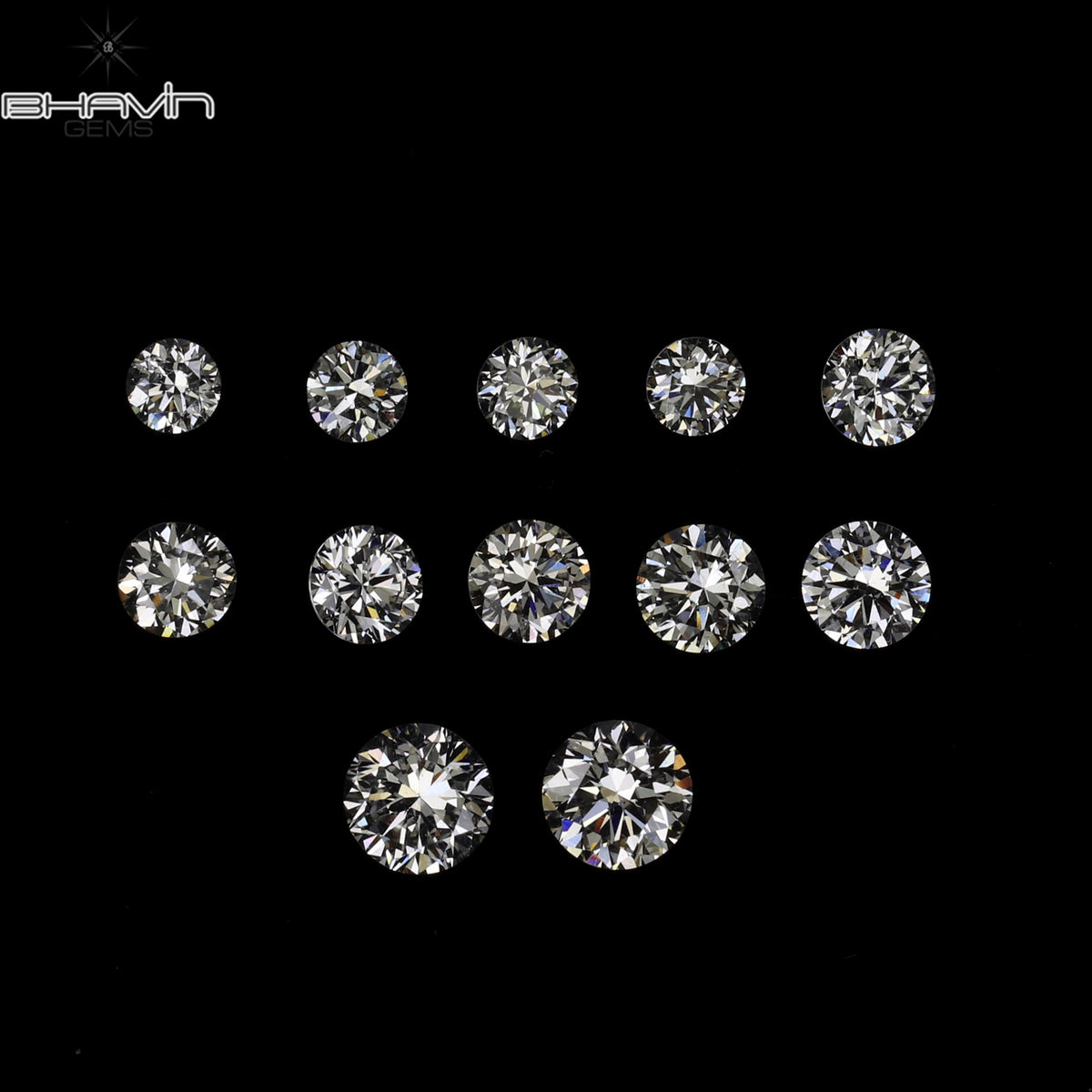 0.66 CT/12 Pcs Natural Round Diamond White Color Clarity VS2 (3.00 MM)