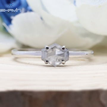 幾何学的なダイヤモンド、ソルト アンド ペッパー ダイヤモンド、天然ダイヤモンド リング、婚約指輪