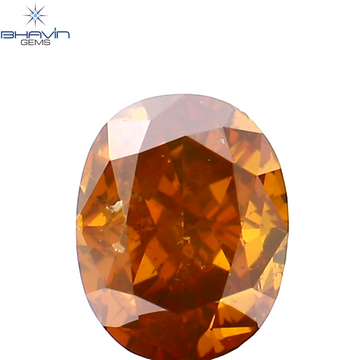 1.02 CT Natural Oval Diamond Enhanced Orange Color Clarity SI2 (6.56 MM)