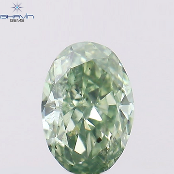 0.14 CT Natural Oval Diamond Enhanced Green Color Clarity SI1 (3.90 MM)