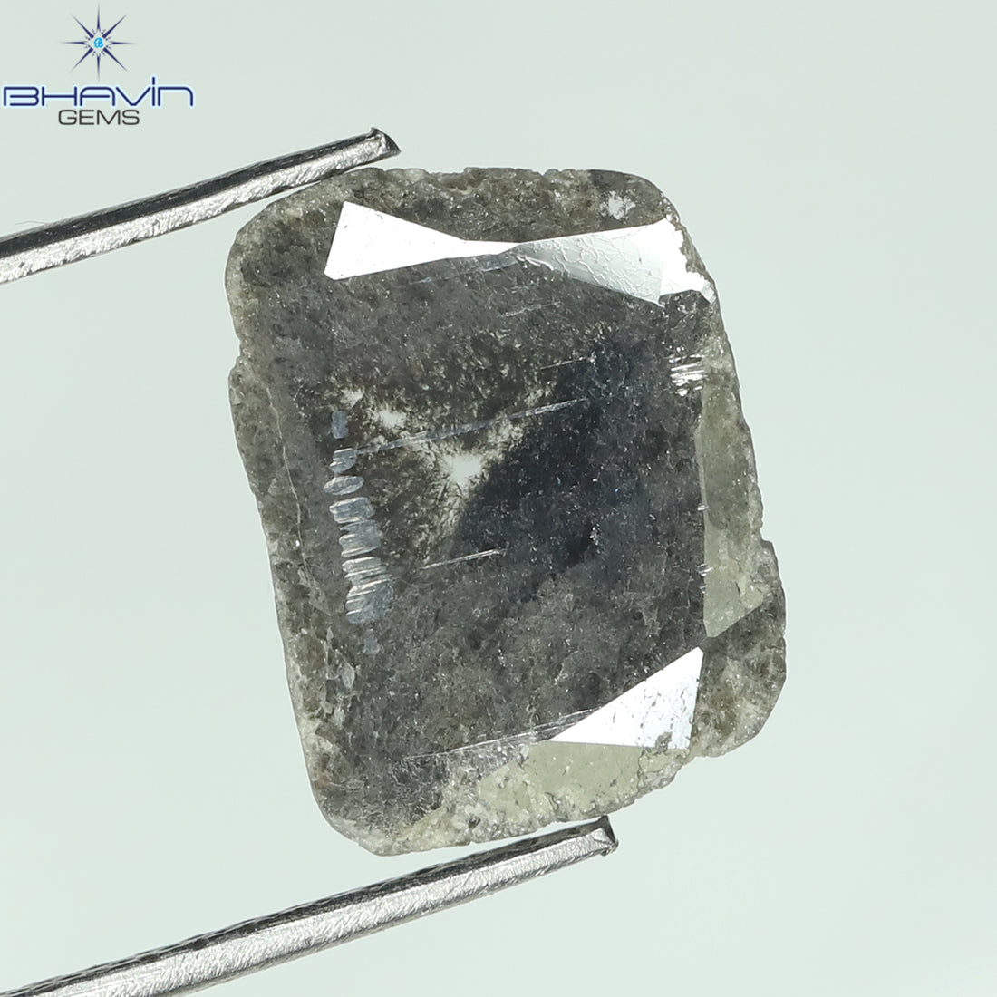 1.28 CT スライス形状 天然ダイヤモンド ソルト アンド ペッパー カラー I3 クラリティ (11.68 MM)