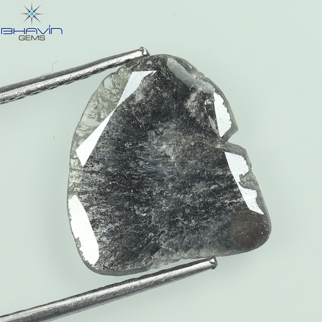 1.39 CT Natural Slice Diamond Salt And Pepper Color Clarity I3 (10.77 MM)