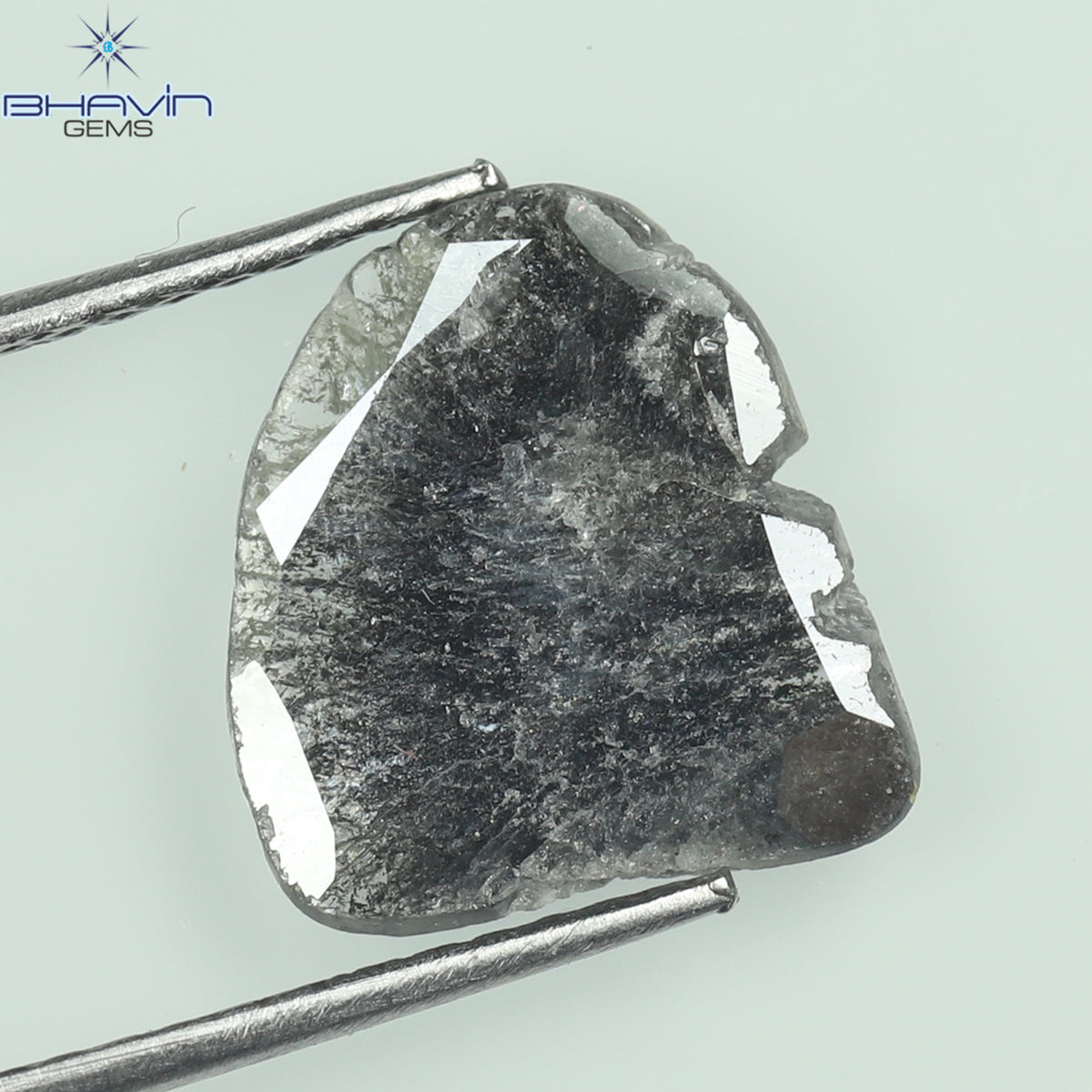 1.39 CT スライス シェイプ ナチュラル ダイヤモンド ソルト アンド ペッパー カラー I3 クラリティ (10.77 MM)