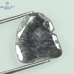 1.39 CT Slice Shape Natural Diamond Salt And Pepper Color I3 Clarity (10.77 MM)