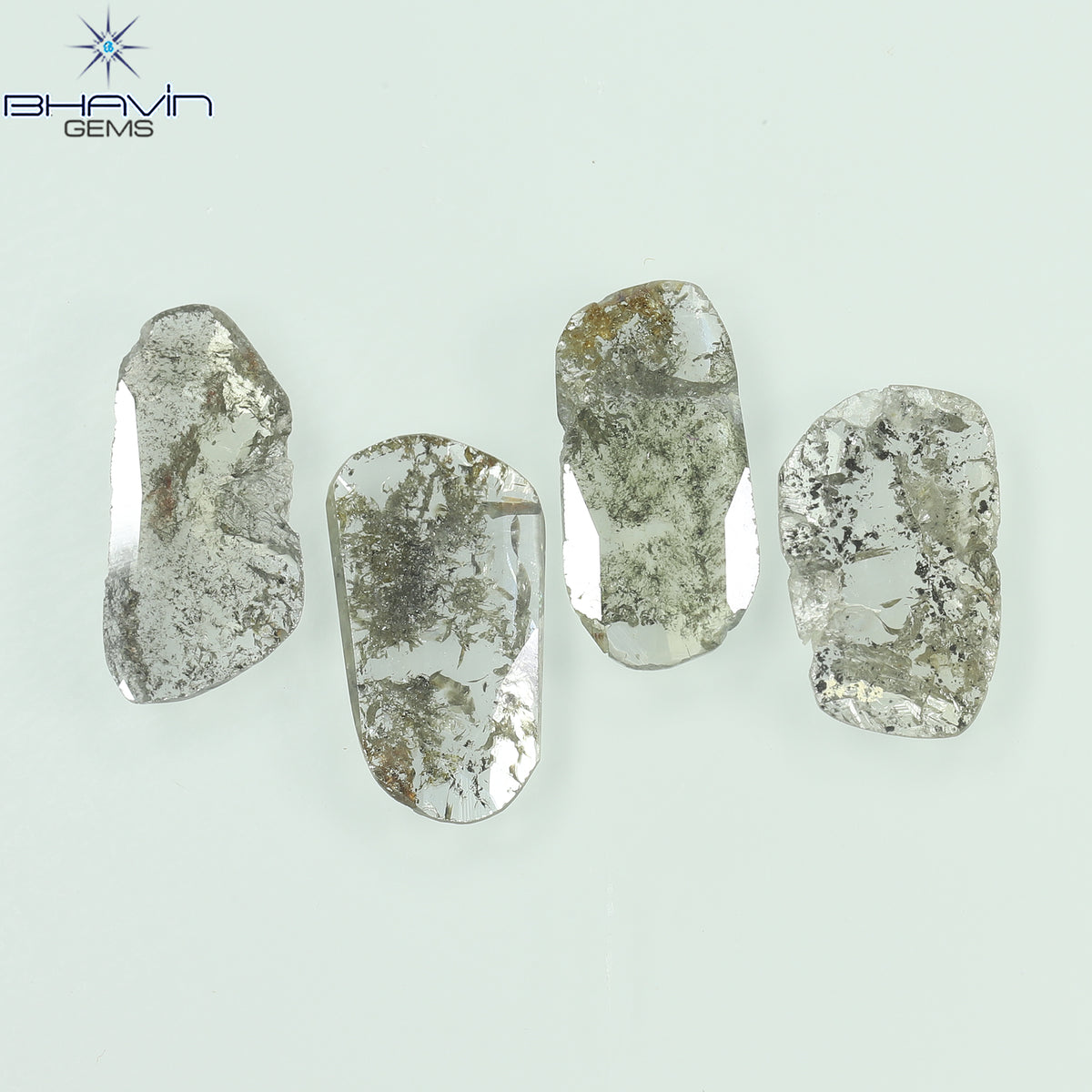 2.43 CT/4 ピース スライス形状 天然ダイヤモンド ソルト アンド ペッパー カラー I3 クラリティ (11.80 MM)