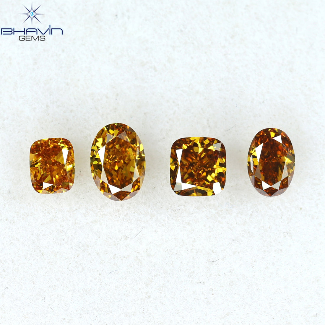 0.48 CT/4 Pcs Natural Mix Diamond Enhanced Orange Color Clarity VS1 (3.82 MM)