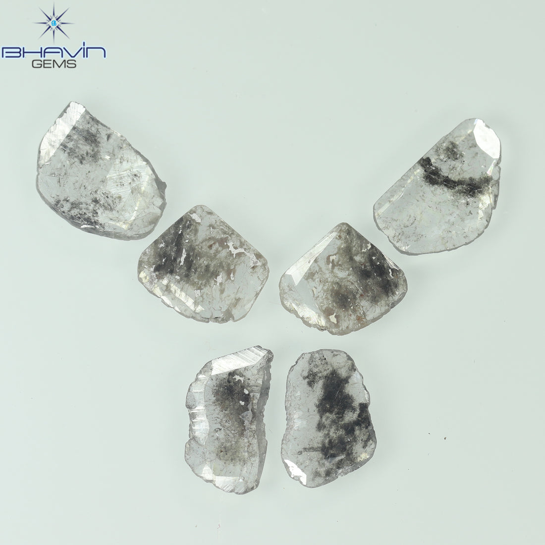2.48 CT (6 Pcs) Slice Natural Diamond Salt And Pepper Color Clarity I3 (9.15 MM)