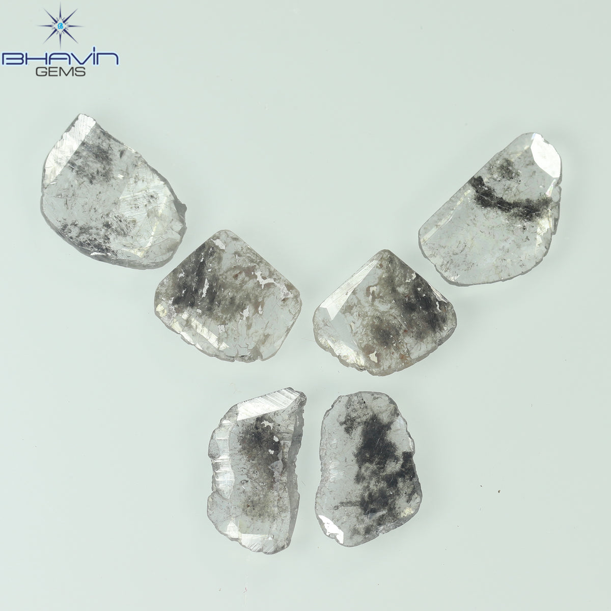 2.48 CT (6 Pcs) Slice Natural Diamond Salt And Pepper Color Clarity I3 (9.15 MM)