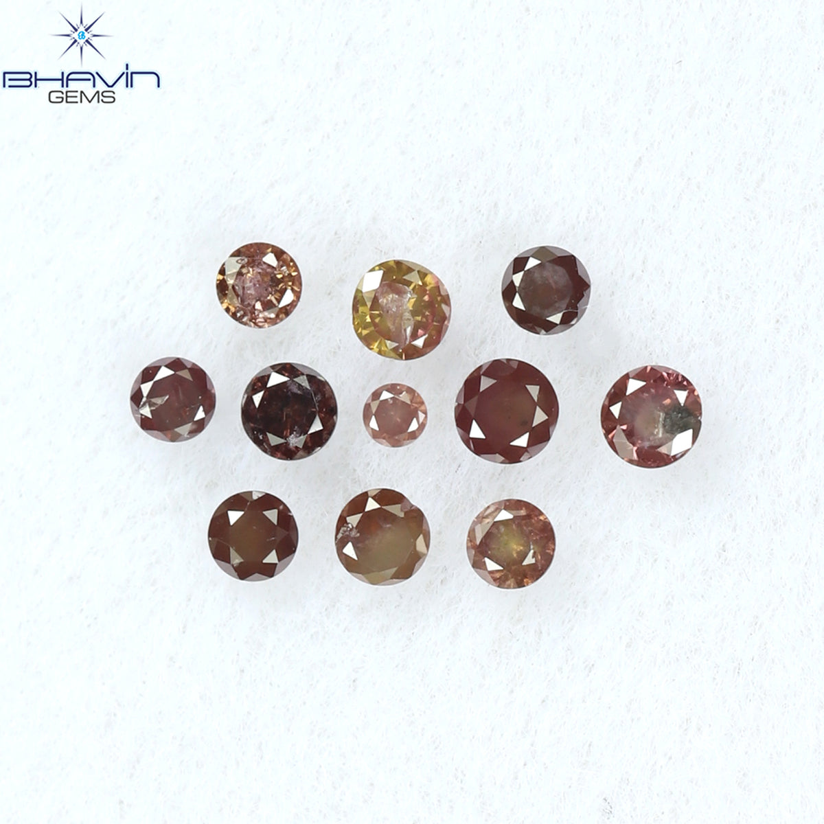 0.18 CT/11 個 ラウンド シェイプ ナチュラル ルース ダイヤモンド ピンク カラー I3 クラリティ (1.75 MM)