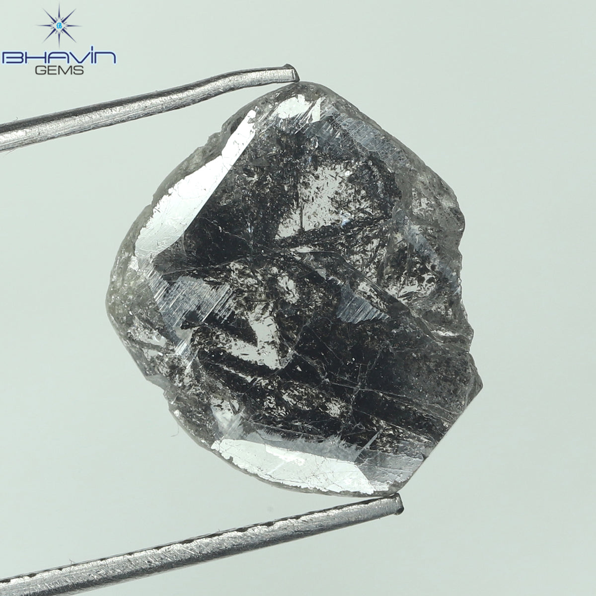 1.96 CT スライス形状 天然ダイヤモンド ソルト アンド ペッパー カラー I3 クラリティ (12.35 MM)