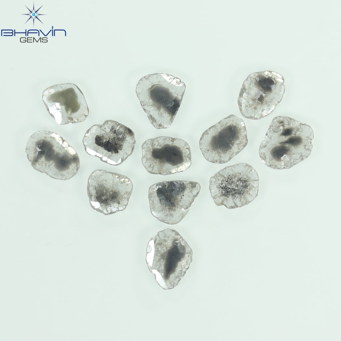 3.23 CT (12 Pcs) Slice Natural Diamond Salt And Pepper Color Clarity I3 (7.17 MM)