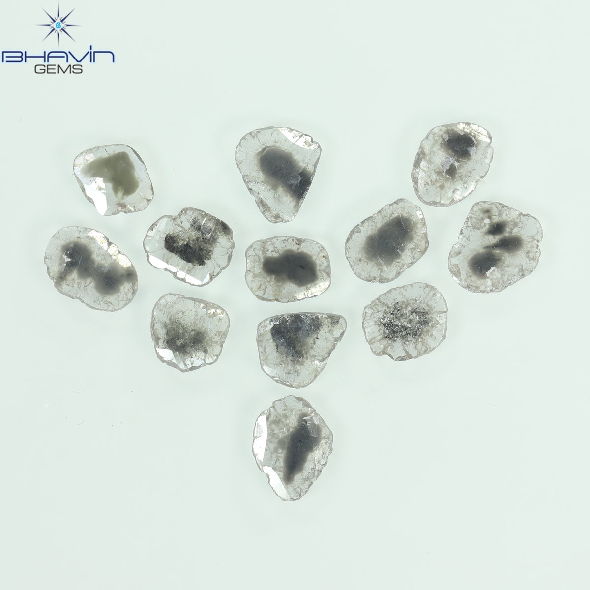 3.23 CT (12 Pcs) Slice Natural Diamond Salt And Pepper Color Clarity I3 (7.17 MM)