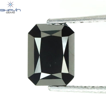 1.54 CT Radiant Shape Natural Diamond Black Color Opaque Clarity (7.02 MM)