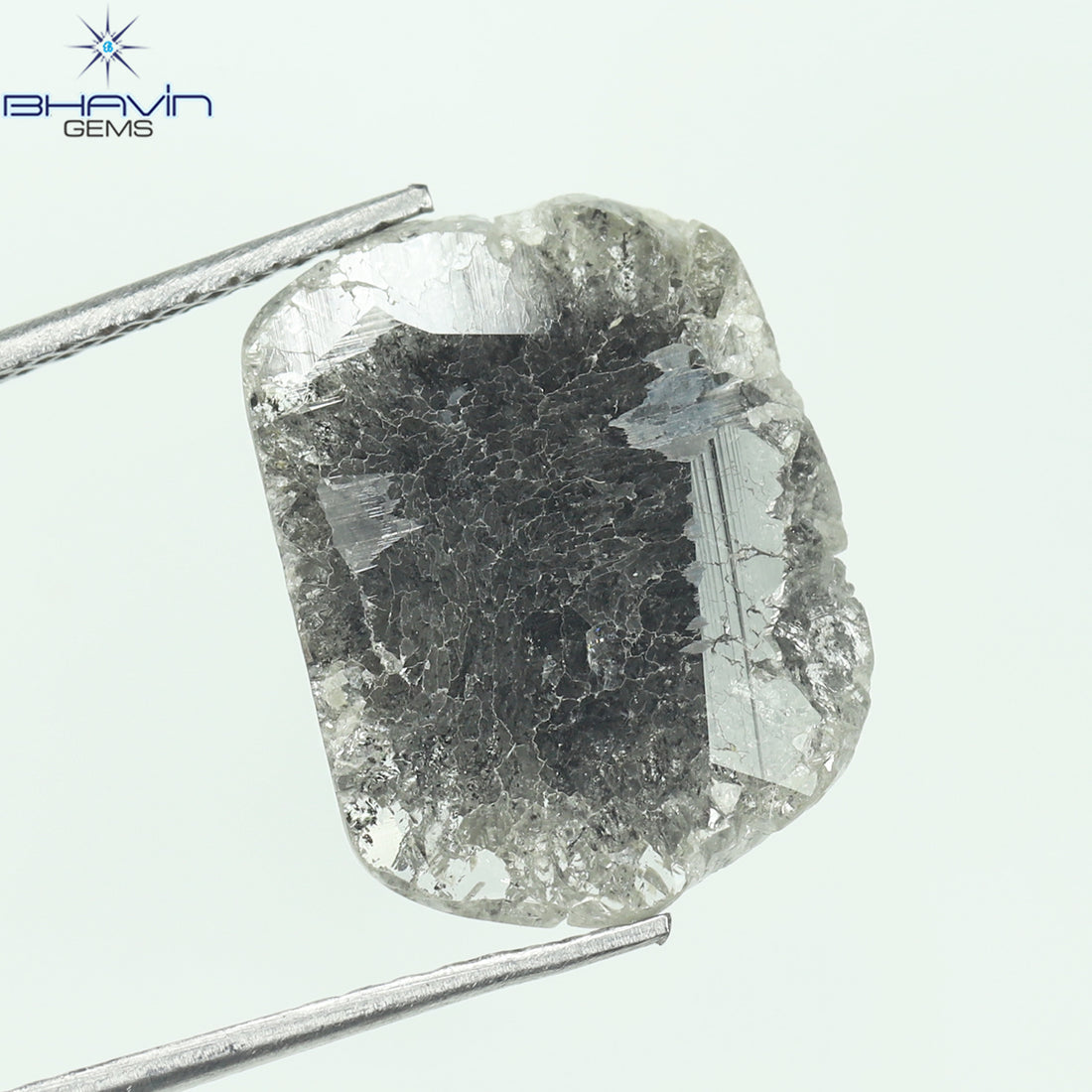 3.00 CT Slice Natural Diamond Salt And Pepper Color Clarity I3 (13.65 MM)