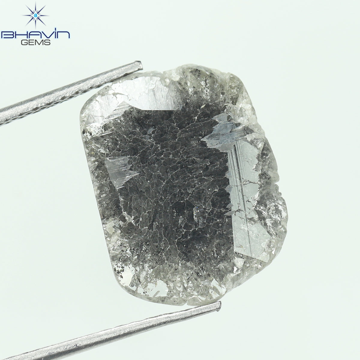 3.00 CT Slice Natural Diamond Salt And Pepper Color Clarity I3 (13.65 MM)