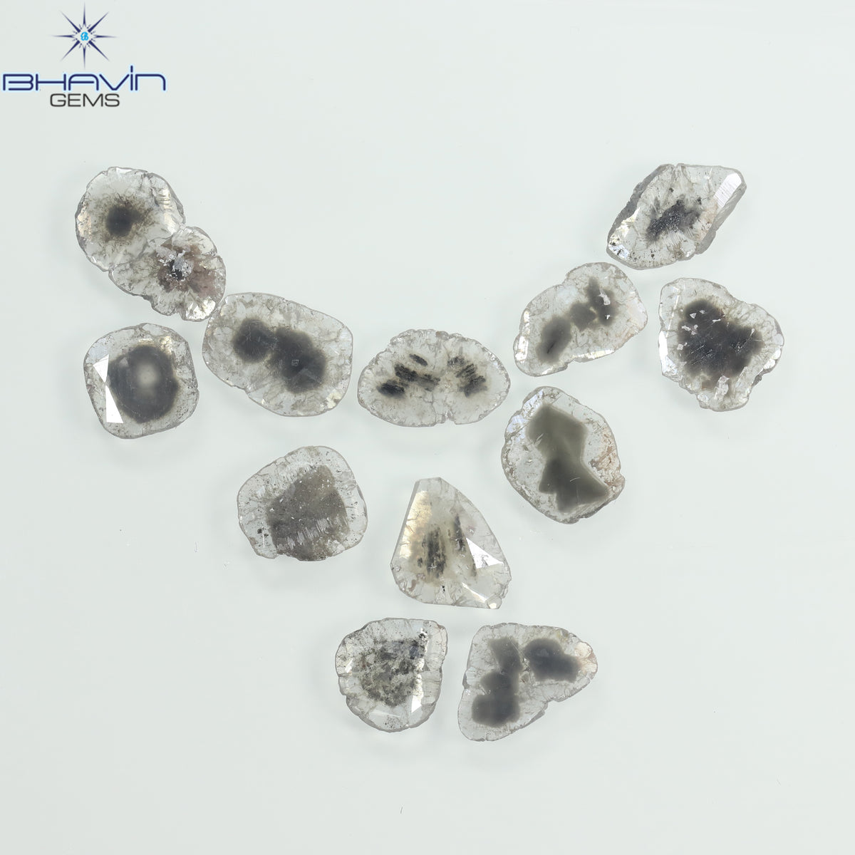 4.46 CT (12 Pcs) Slice Natural Diamond Salt And Pepper Color Clarity I3 (9.90 MM)