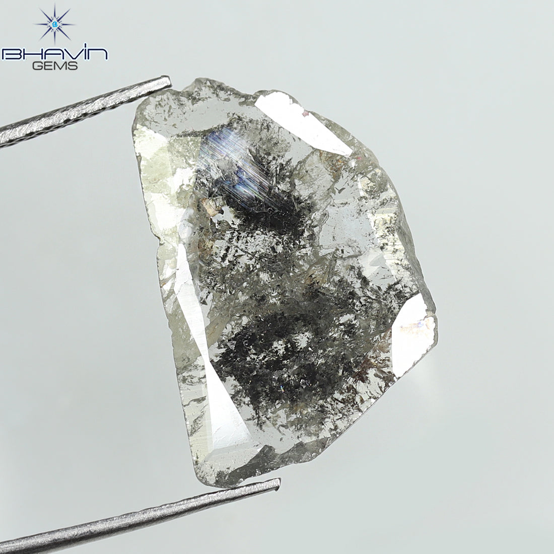 3.42 CT Natural Slice Diamond Salt And Pepper Color Clarity I3 (18.84 MM)