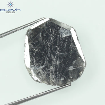 5.70 CT Slice Shape Natural Diamond Salt And Pepper Color I3 Clarity (17.50 MM)
