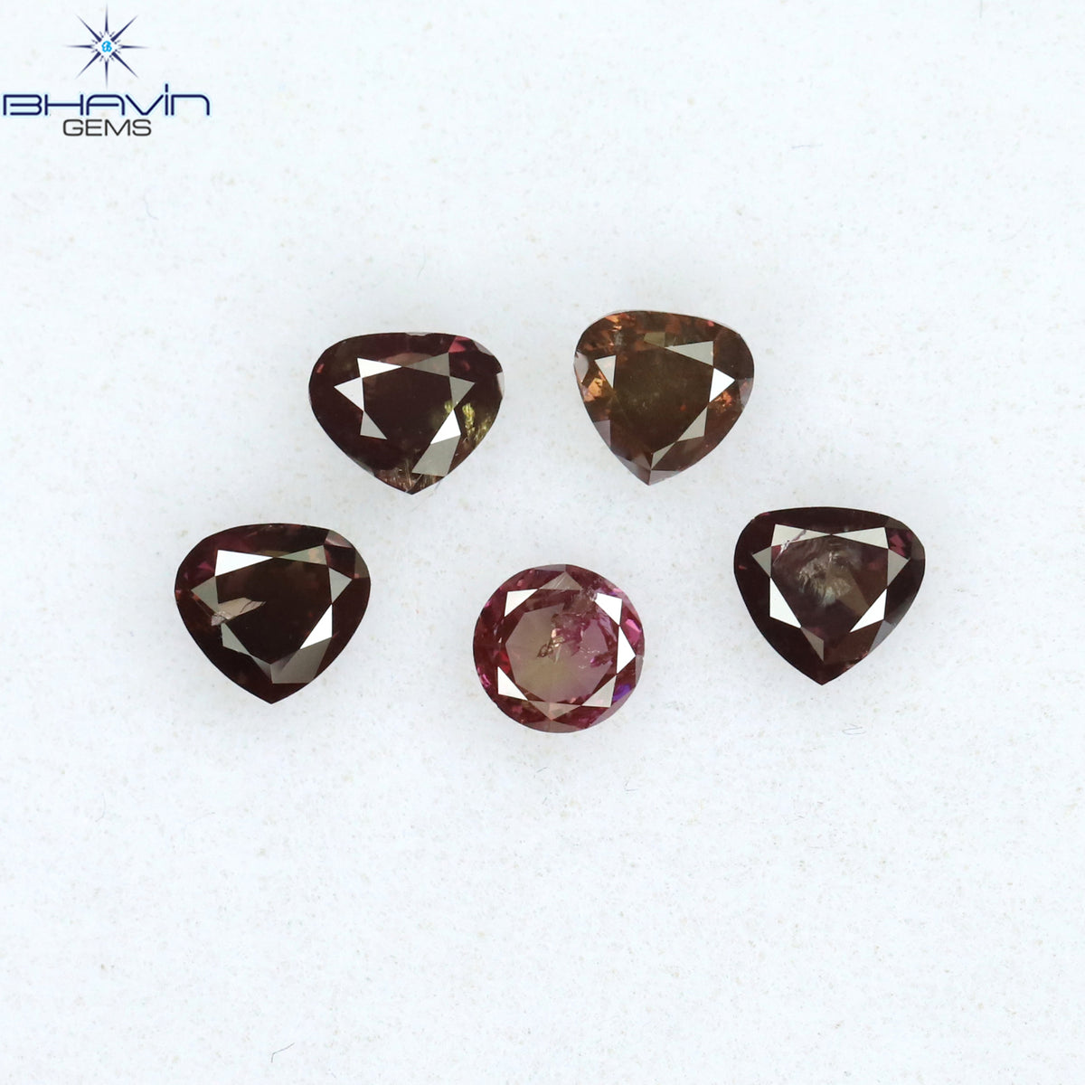 0.42 CT/4 ピース ミックス シェイプ ナチュラル ダイヤモンド ピンク カラー SI クラリティ (3.83 MM)