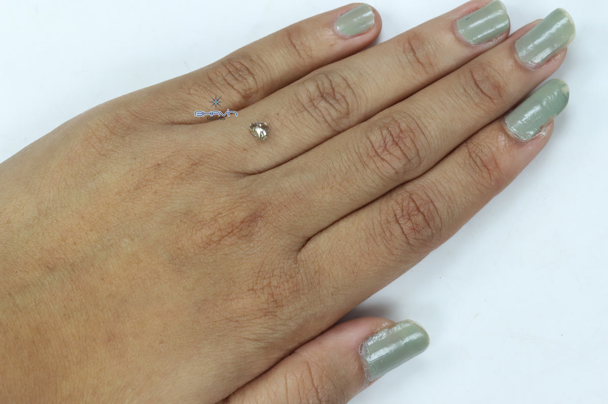 0.41 CT Natural Heart Diamond Brown Color Clarity I2 (7.42 MM)