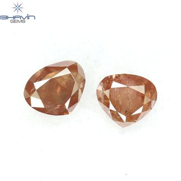 0.51 CT/2 Pcs Heart Shape Natural Loose Diamond Pink Color I2 Clarity (4.22 MM)