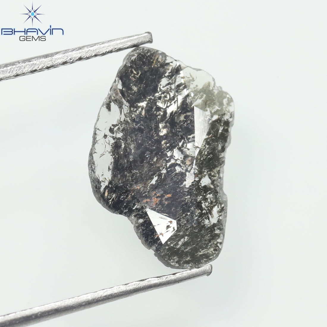 1.04 CT スライス シェイプ ナチュラル ダイヤモンド ソルト アンド ペッパー カラー I3 クラリティ (11.80 MM)