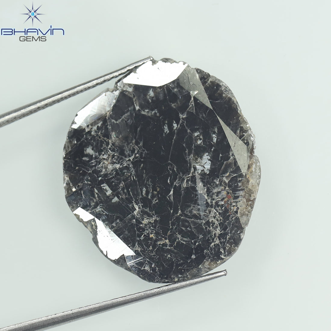 8.69 CT Slice Natural Diamond Salt And Pepper Color Clarity I3 (24.00 MM)