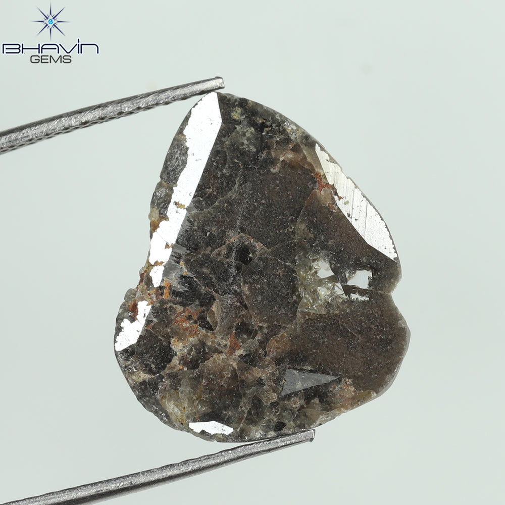 3.16 CT スライス シェイプ ナチュラル ダイヤモンド ソルト アンド ペッパー カラー I3 クラリティ (16.73 MM)