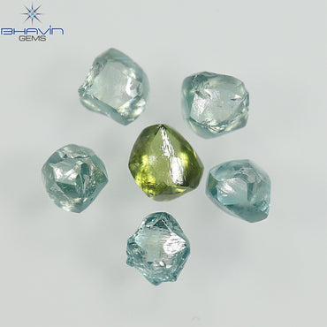 1.17 CT, Rough Shape, Natural Diamond, Greenish Blue Color, VS2 Clarity (3.55 MM)