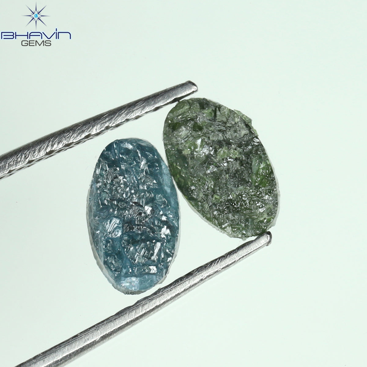 1.05 CT、ノーカット ポルキ シェイプ、天然ダイヤモンド、ブルー カラー、I3 クラリティ (5.42 MM)