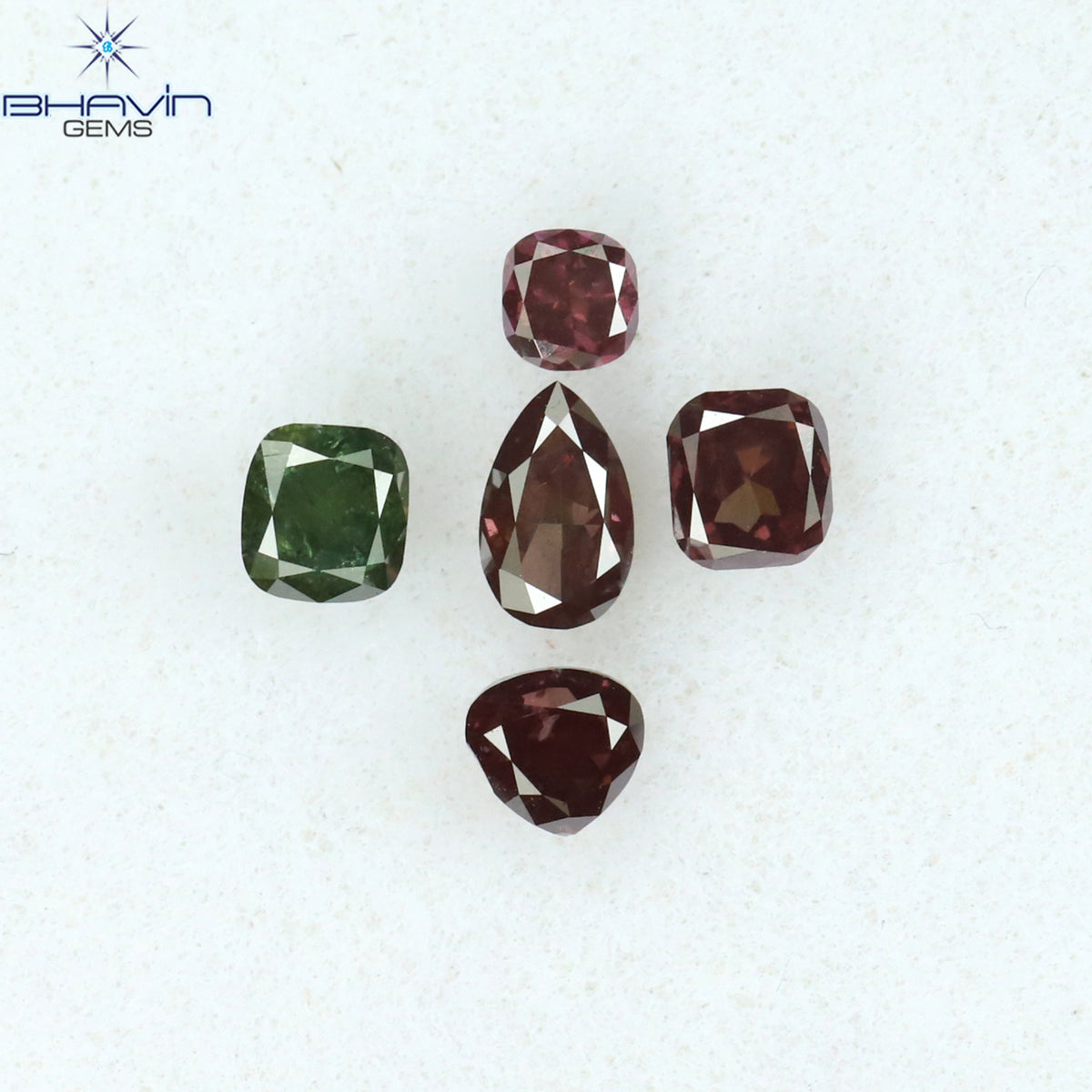 0.56 CT/5 Pcs Natural Mix Diamond Enhanced Pink Color Clarity SI2 (4.05 MM)