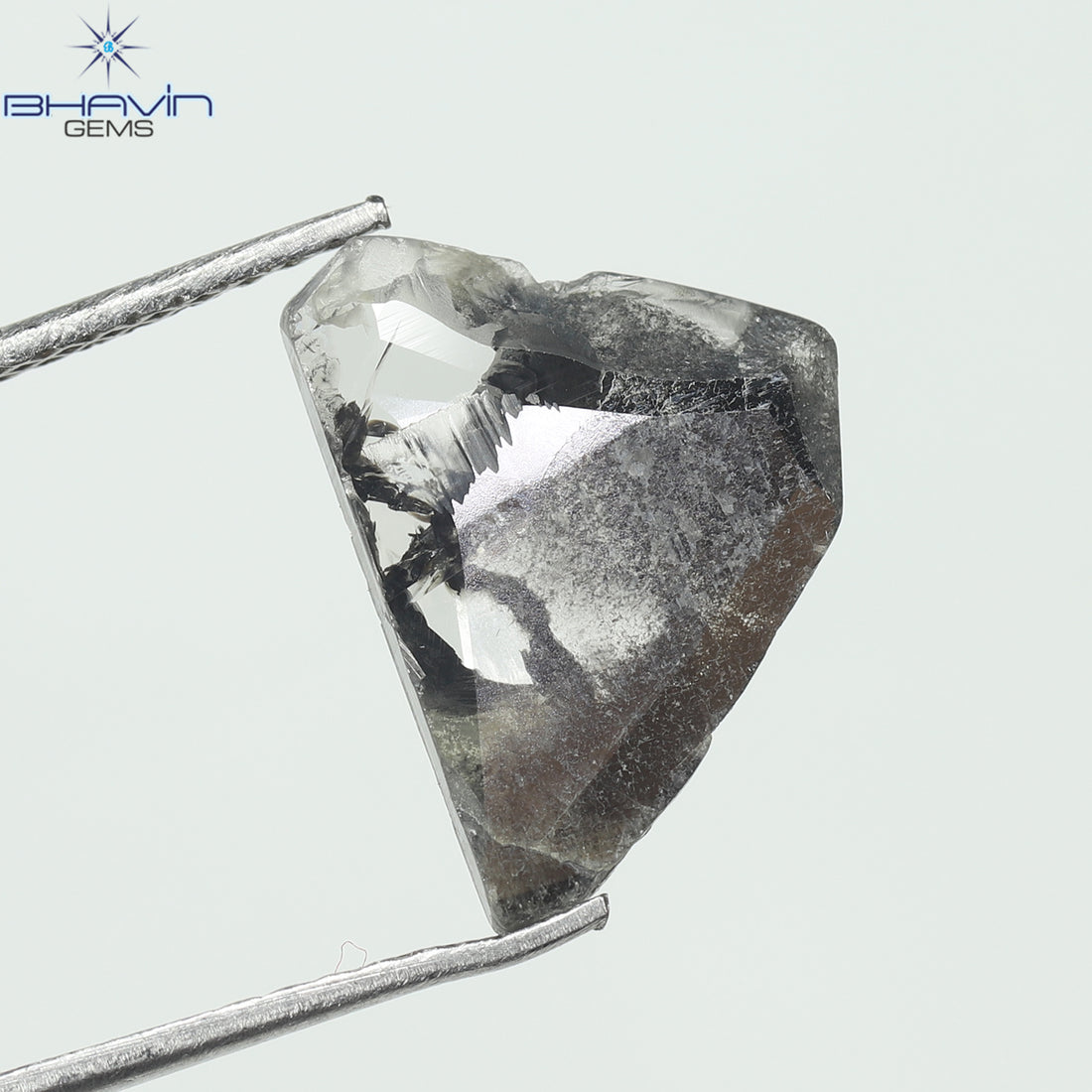 2.08 CT Slice Natural Diamond Salt And Pepper Color Clarity I3 (12.60 MM)